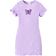 Shein Little Girls' Knitted Solid Color Round Neck Butterfly Patterned Casual Dress