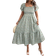 Shein Plus Ditsy Floral Ruffle Trim Short Sleeve Shirred Dress