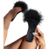 Shein Women Fluffy Decor Flat Sandals, Glamorous Black Slide Sandals