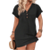 Shein Plus VNeck Flare Sleeve Button Down Casual Dress Summer