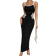 Shein Sexy Black And White Floral HollowOut Sleeveless Maxi Tight Slip Dress With Slit Random Flower Patterns