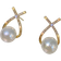 Shein 1pair Crossed Rhinestone & Fake Pearl Stud Earrings