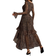 Shein Elegantes Sexy Langes Ärmel Y2K Langarm Kleid - Abstraktes Leoparden-Muster