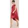 Goddiva Cowl Neck Back Wing Satin High Low Midi Dress - Berry-Red