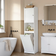 Vasagle Mobile Portabiancheria per Bagno con Sacco Rimovibile e Anta Bianco Nuvola
