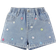 Shein Girls' Casual Cute Dopamine Colored Flower Embroidery Wide-leg Comfortable Light Blue Washed Denim Shorts With Flower