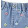 Shein Girls' Casual Cute Dopamine Colored Flower Embroidery Wide-leg Comfortable Light Blue Washed Denim Shorts With Flower