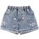 Shein Little Girls' Casual And Cute Star Print Loose Fit Comfortable Denim Shorts