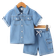 Shein Boys Small Flap Pocket Short Sleeve Denim Suit