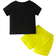 Shein Baby Boy Casual Holiday Letter Palm Tree Print TShirt And Drawstring Shorts Set