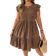 Shein Plus Round Neck Ruffle Hem Leopard Print Fashion Casual Dress