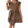 Shein Plus Round Neck Ruffle Hem Leopard Print Fashion Casual Dress
