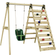 Rebo Glide Wooden Single Swing Set with Climbing Wall and Swing Seat Lavender
