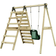 Rebo Glide Wooden Single Swing Set with Climbing Wall and Swing Seat Lavender
