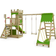 Fatmoose Wooden Climbing Frame Boldbaron with Swing Set SurfSwing & Apple Green Slide Knights Playhouse with Sandpit Climbing Ladder & Play Accessories