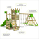 Fatmoose Wooden Climbing Frame Boldbaron with Swing Set SurfSwing & Apple Green Slide Knights Playhouse with Sandpit Climbing Ladder & Play Accessories