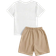 Shein Tween Boy Tropical Print Tee - Drawstring Waist Shorts