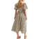 New Look Petite Puff Sleeve Milkmaid Midi Dress - Cream Stripe