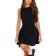PrettyLittleThing Stretch Woven Racer Pleated Shift Dress - Black