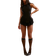 PrettyLittleThing Black Slinky Rara Skort Playsuit, Black