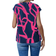 Shein Women Notched Collar All Over Allover Print Casual Short Sleeve Shirt For Summer Multicolor L,M,S,XL,XS,XXL,XXS