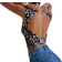 Shein Solid Leopard Print Twist Backless White Top Crop Tee