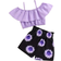 Shein Young Girl Ruffle Trim Cold Shoulder Crop Top With Sunflower Pattern Shorts Set For Summer