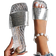 Shein New Arrival Women's Fashion Flat Sandals With Exposed Toe Design, Silver Snake Print Embossed Decor And Rubber Sole. Suitable For Party, Holiday, Wedd