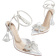 Shein Women Shoes Transparent Pointed Toe Stiletto Rhinestone Thong White Sandals