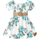 Shein Young Girl Vacation Style Bubble Sleeve Printed Dress