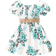 Shein Young Girl Vacation Style Bubble Sleeve Printed Dress