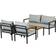 SunLife Tokyo Svart Grå Teak 4 Delar Loungeset, 1 Bord inkl. 2 Stolar & 1 Soffor