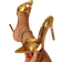 Shein Women's Fashionable Pointed Toe Slip-On Pu Press Patterned Metallic High Heel Sandals With Heels For Going Out, Parties And Banquets
