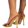 Shein Women's Fashionable Pointed Toe Slip-On Pu Press Patterned Metallic High Heel Sandals With Heels For Going Out, Parties And Banquets