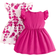Shein pcsSet Toddler Girls Cute Ruffled Sleeve Round Neck Butterfly Print Dress Summer