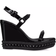 Christian Louboutin Pyraclou Metallic Spike Red Sole Wedge Sandals BLACK 10B 40EU