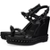 Christian Louboutin Pyraclou Metallic Spike Red Sole Wedge Sandals BLACK 10B 40EU