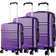 Kono Kono ABS Sculpted Horizontal Design Suitcase Set Purple