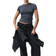 H&M Ladies Grey Fitted microfibre T-shirt