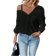 Shein Asymmetric Collar Dropped Shoulder Blouse - Solid Color