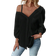 Shein Asymmetric Collar Dropped Shoulder Blouse - Solid Color