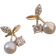 Shein Rhinestone & Faux Pearl Decor Cherry Design Stud Earrings