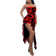 Shein Summer Butterfly Print Flowy Ruffle Trim Slit Bodycon Dress