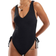 New Look Ruched Side Swimsuit - Black