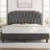 Yaheetech Dark Grey 5 Ft King Upholstered Bed Frame With Button-Tufted Adjustable Headboard And Wooden Slat Support - One Size 155 x 200cm