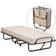Costway Lit d'Appoint Pliable 80 x 190 cm sur Roulettes 1 Personne 10 cm Beige