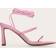 PrettyLittleThing Pu Square Toe Strappy Lace Up Mid Stiletto Heeled Sandals - Pink