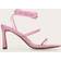 PrettyLittleThing Pu Square Toe Strappy Lace Up Mid Stiletto Heeled Sandals - Pink