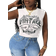 Shein Casual Street Sexy Music Festival Round Neck Side Hollow Pattern Short Slim High Elastic Tank Top Women's Tank Top Suitable For Summer
