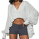 Shein Balloon Bubble Hem High Low Shirt - Deep V